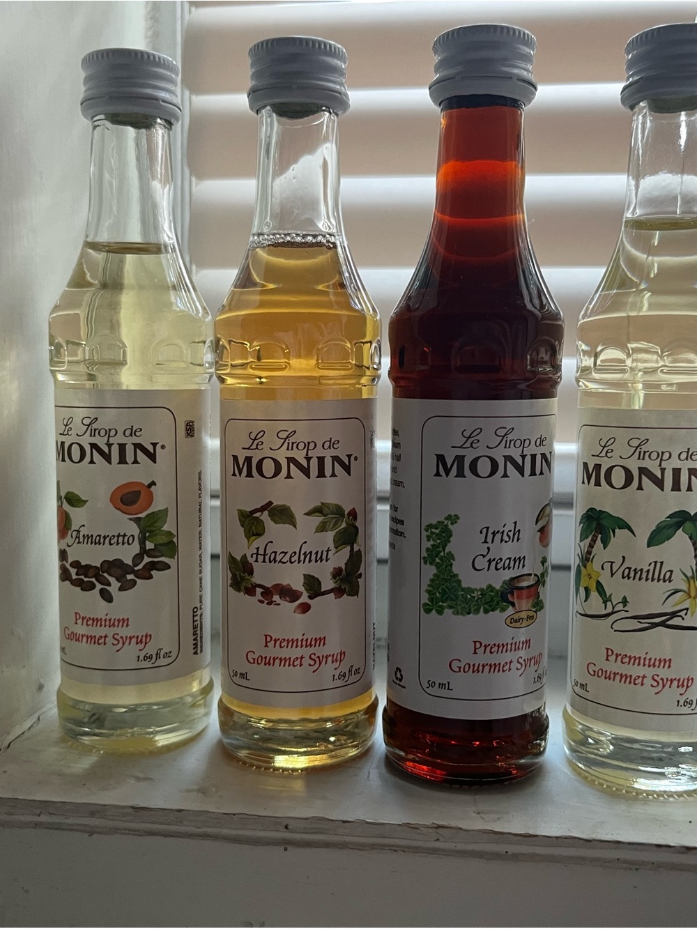 Monin Premium Gourmet Syrup Variety (Amaretto, Hazelnut, Irish Cream, Vanilla)